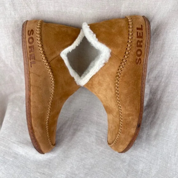 Sorel Manawan II Mens 13 Elk Natural Suede Faux Fur Lined Slippers NM3472-242 - Picture 10 of 11